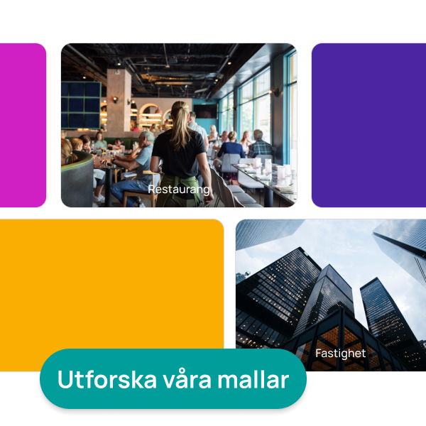 Färdiga rapportmallar i Oxceed för olika branscher som restaurang och fastighet.